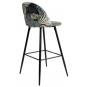 4 Taburetes floral, metal, tapizado velvet gris con trasera floral a juego - 4 unidades