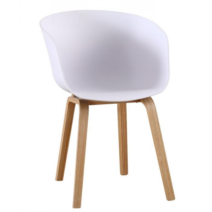 4 Sillones awak, madera curvada, polipropileno blanco - 4 unidades