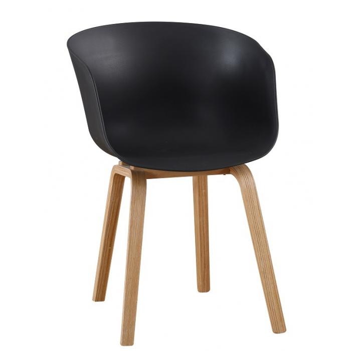 4 Sillones awak, madera curvada, polipropileno negro - 4 unidades
