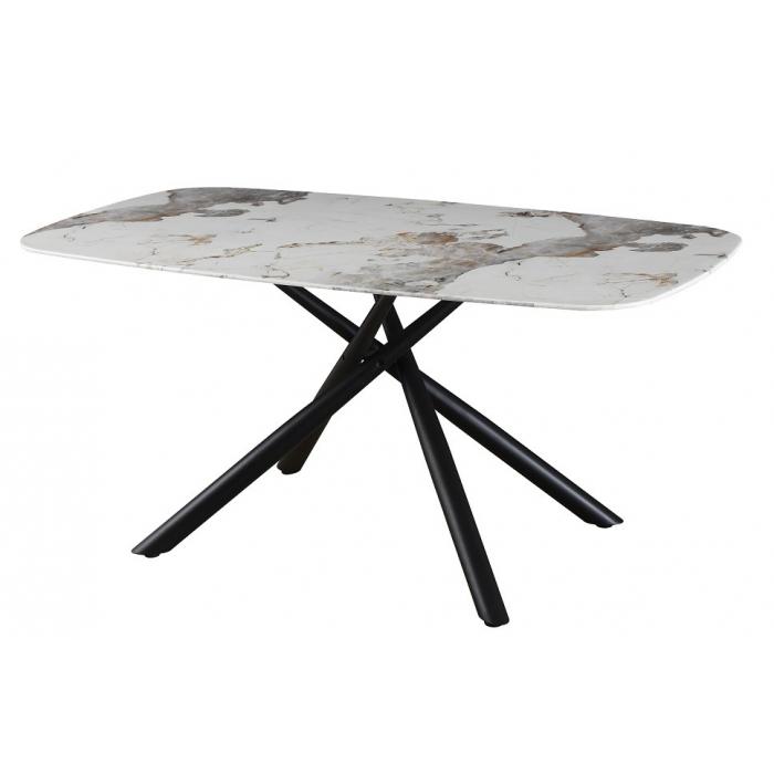Mesa jazz, metal negro, tapa de cristal templado, 160x90 cms
