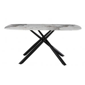 Mesa jazz, metal negro, tapa de cristal templado, 160x90 cms