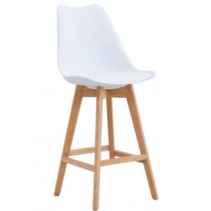 4 Taburetes torre (su), madera, blanco, cojín blanco - 4 unidades