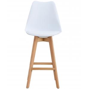 4 Taburetes torre (su), madera, blanco, cojín blanco - 4 unidades