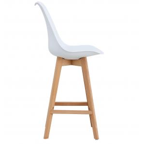 4 Taburetes torre (su), madera, blanco, cojín blanco - 4 unidades