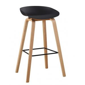 4 Taburetes awak (to), madera curvada, asiento polipropileno negro - 4 unidades