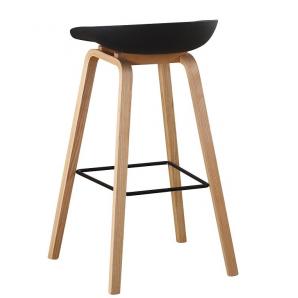 4 Taburetes awak (to), madera curvada, asiento polipropileno negro - 4 unidades