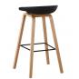 4 Taburetes awak (to), madera curvada, asiento polipropileno negro - 4 unidades