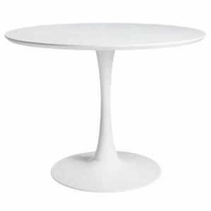 Mesa tul (to), base de metal, tapa lacada blanca, 120 cms de diámetro
