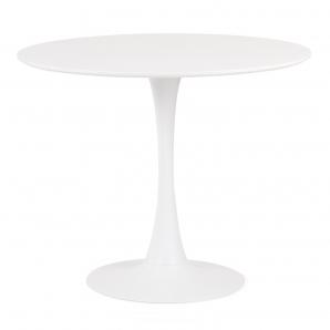 Mesa tul (to), base de metal, tapa lacada blanca, 80 cms de diámetro