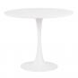 Mesa tul (to), base de metal, tapa lacada blanca, 80 cms de diámetro
