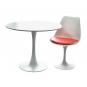 Mesa tul (to), base de metal, tapa lacada blanca, 80 cms de diámetro