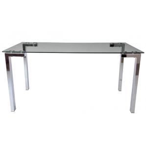 Mesa lainey 140 (m), cromada, cristal, 140x80 cms