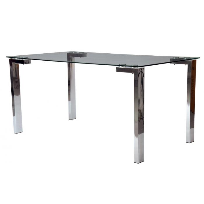 Mesa lainey 160 (m), cromada, cristal, 160x90 cms