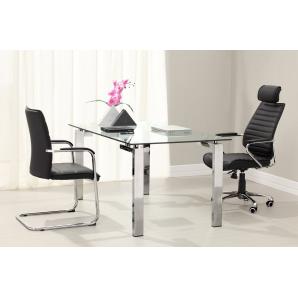 Mesa lainey 160 (m), cromada, cristal, 160x90 cms
