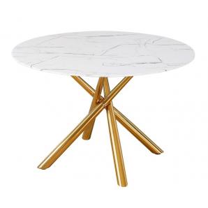 Mesa sahara, metal dorado, tapa de cristal templado, 120 cms de diámetro