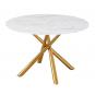 Mesa sahara, metal dorado, tapa de cristal templado, 120 cms de diámetro