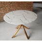 Mesa sahara, metal dorado, tapa de cristal templado, 120 cms de diámetro