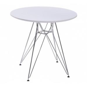 Mesa star, cromada, tapa blanca, 80 cms de diámetro