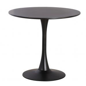 Mesa tul (to), base de metal, tapa lacada negra, 80 cms de diámetro