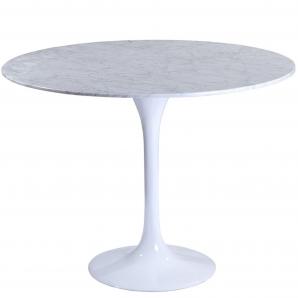 Mesa tul, fibra de vidrio, mármol blanco, 100 cms de diámetro