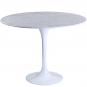 Mesa tul, fibra de vidrio, mármol blanco, 100 cms de diámetro