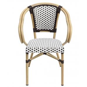 4 Sillones paris, apilable, aluminio, ratán blanco y marrón - 4 unidades