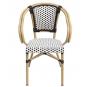 4 Sillones paris, apilable, aluminio, ratán blanco y marrón - 4 unidades