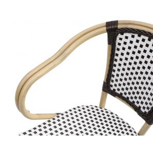 4 Sillones paris, apilable, aluminio, ratán blanco y marrón - 4 unidades