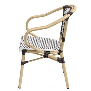 4 Sillones paris, apilable, aluminio, ratán blanco y marrón - 4 unidades