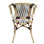 4 Sillones paris, apilable, aluminio, ratán blanco y marrón - 4 unidades