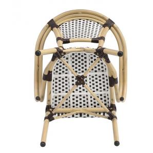 4 Sillones paris, apilable, aluminio, ratán blanco y marrón - 4 unidades