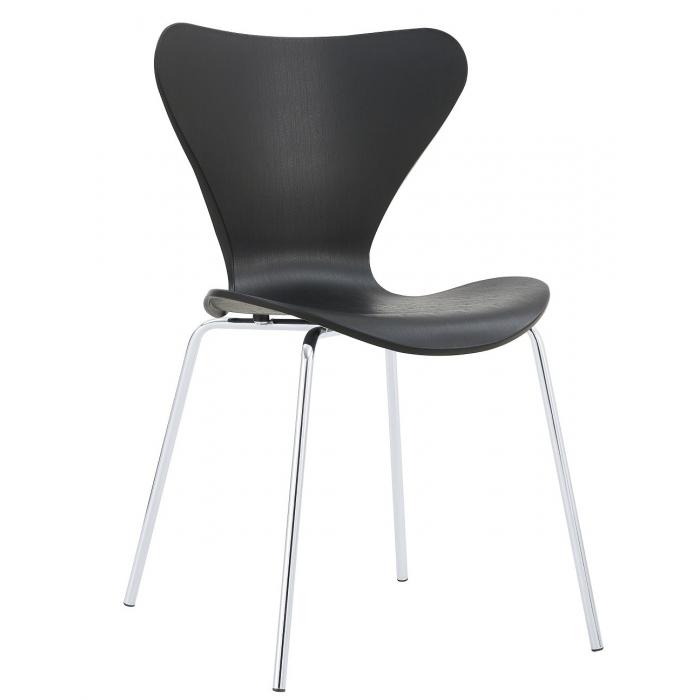 4 Sillas arne new, apilable, cromada, polipropileno negro - 4 unidades