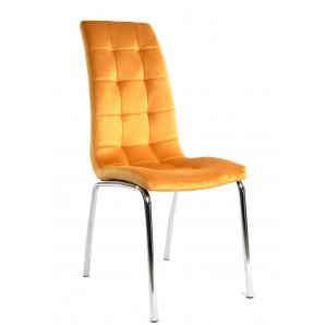4 Sillas aroa, cromada, tapizada velvet amarillo - 4 unidades
