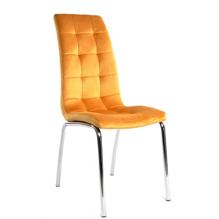 4 Sillas aroa, cromada, tapizada velvet amarillo - 4 unidades