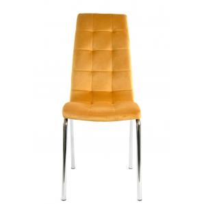 4 Sillas aroa, cromada, tapizada velvet amarillo - 4 unidades