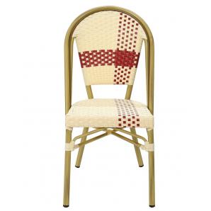 4 Sillas garnier, apilable, aluminio, ratán beige y rojo - 4 unidades