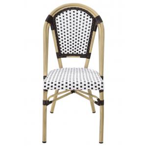 4 Sillas paris, apilable, aluminio, ratán blanco y marrón - 4 unidades