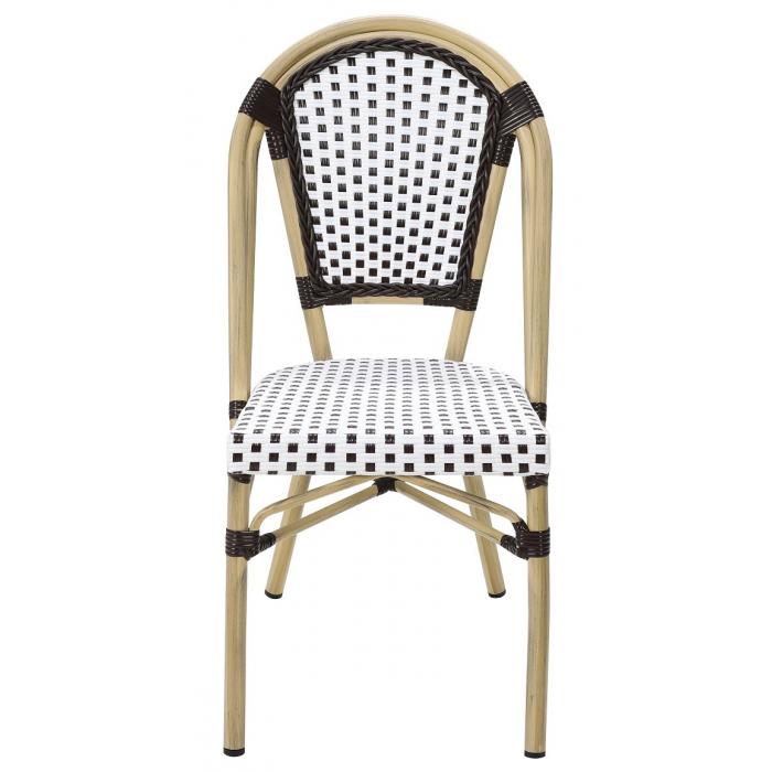 4 Sillas paris, apilable, aluminio, ratán blanco y marrón - 4 unidades