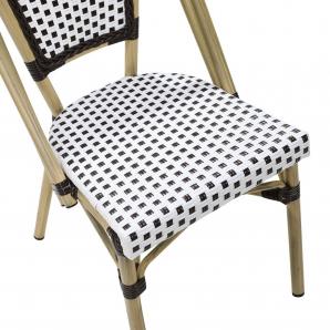 4 Sillas paris, apilable, aluminio, ratán blanco y marrón - 4 unidades