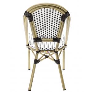 4 Sillas paris, apilable, aluminio, ratán blanco y marrón - 4 unidades