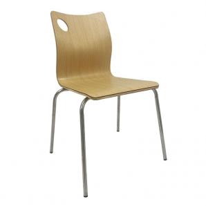 4 Sillas amelie, apilable, acero inoxidable, asiento laminado hpl, color natural - 4 unidades
