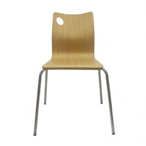 4 Sillas amelie, apilable, acero inoxidable, asiento laminado hpl, color natural - 4 unidades