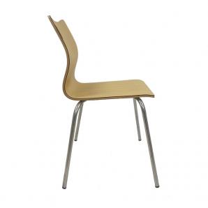 4 Sillas amelie, apilable, acero inoxidable, asiento laminado hpl, color natural - 4 unidades