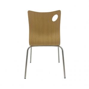 4 Sillas amelie, apilable, acero inoxidable, asiento laminado hpl, color natural - 4 unidades