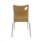 4 Sillas amelie, apilable, acero inoxidable, asiento laminado hpl, color natural - 4 unidades
