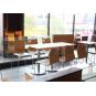 4 Sillas amelie, apilable, acero inoxidable, asiento laminado hpl, color natural - 4 unidades
