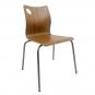 5 Sillas amelie, apilable, acero inoxidable, asiento laminado hpl, color nogal - 5 unidades