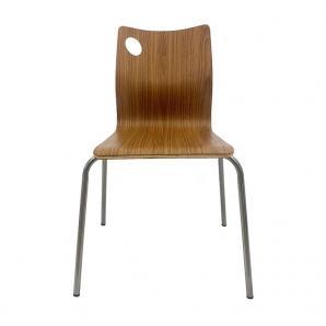 5 Sillas amelie, apilable, acero inoxidable, asiento laminado hpl, color nogal - 5 unidades