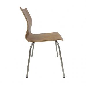 5 Sillas amelie, apilable, acero inoxidable, asiento laminado hpl, color nogal - 5 unidades