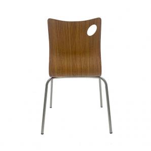 5 Sillas amelie, apilable, acero inoxidable, asiento laminado hpl, color nogal - 5 unidades